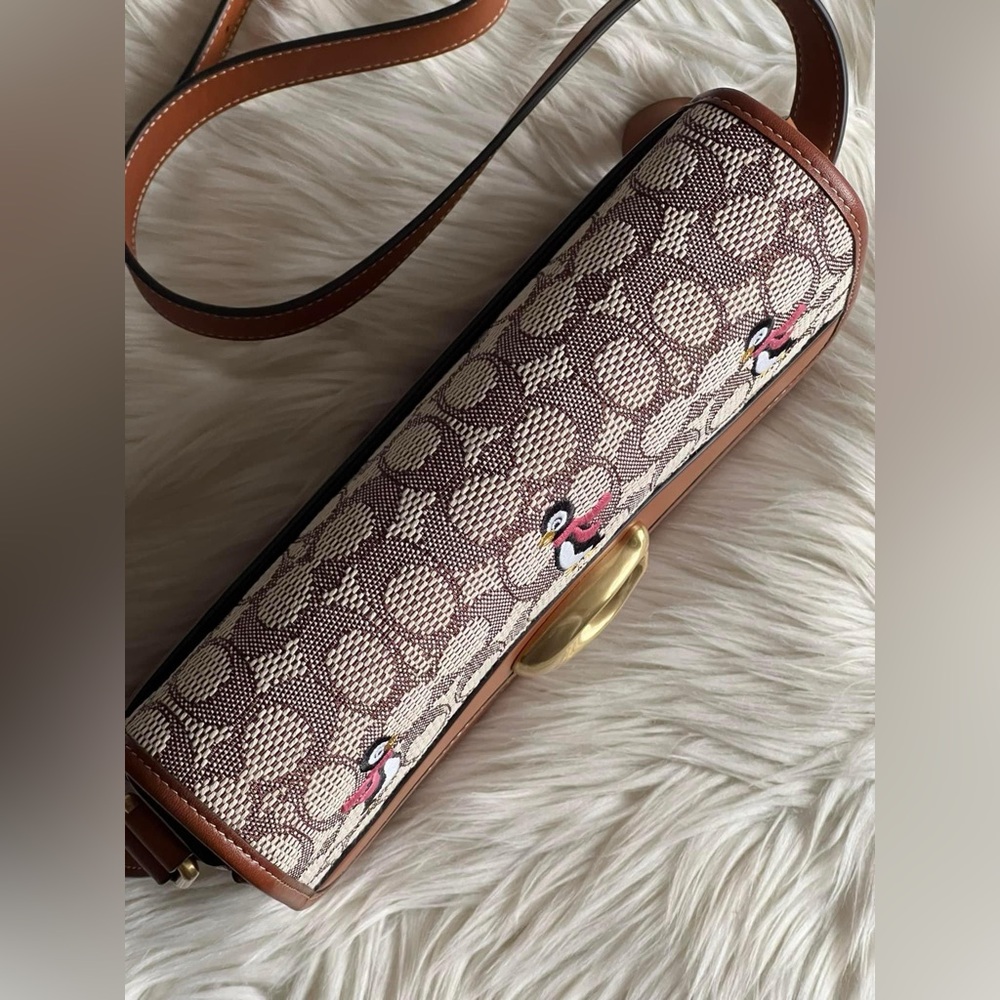 💰SOLD-C7935 - Coach Studio Shoulder Bag in Signature Jacquard with Penguin Motif - Picture 9 of 14